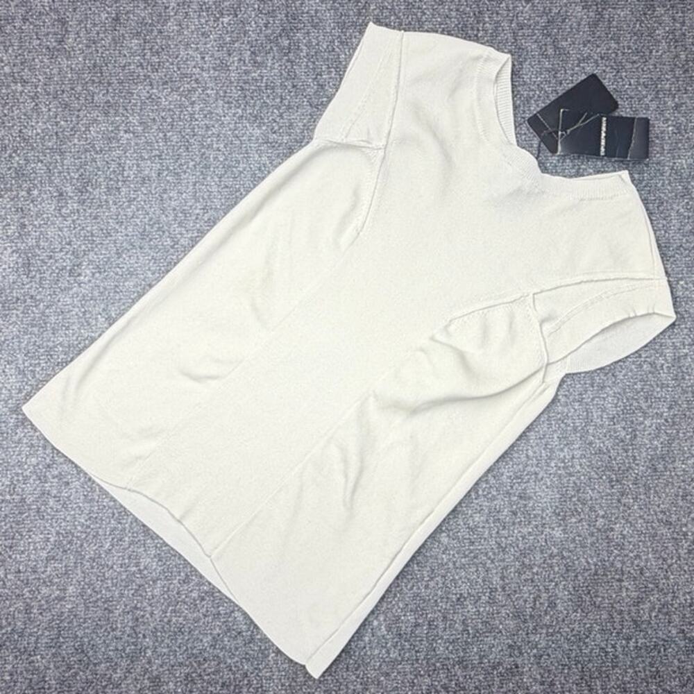 Emporio Armani Womens White Cotton Knit Top IT 40 US 4 Cap Sleeve NWT